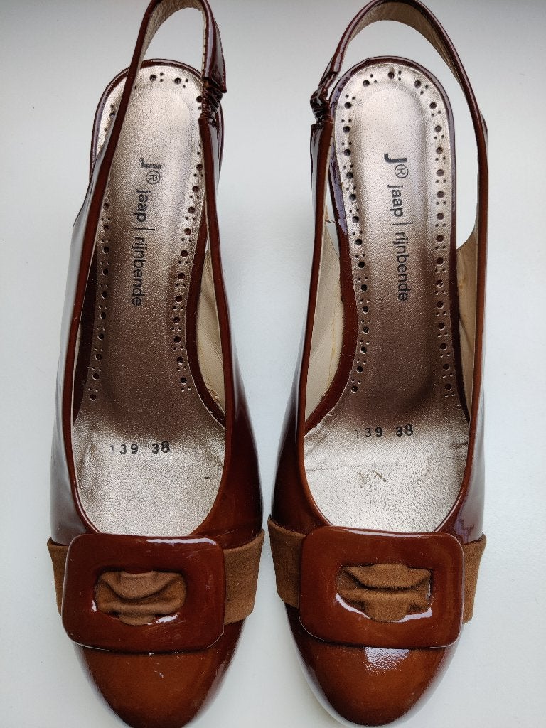 Slingback (pump), maat 38, Jaap Rijnbende, Kleding | Dames, Jaap Rijnbende, Pumps, Bruin, Ophalen of Verzenden