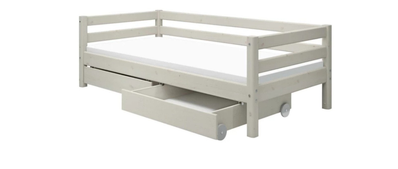 Flexa White Wash Bed met Lades en Kledingkast, Gebruikt, 90 cm, Eenpersoons, Wit