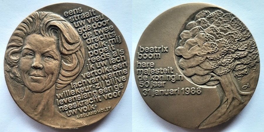 Beatrix 50 jaar 1988, Verzenden, Brons, Nederland