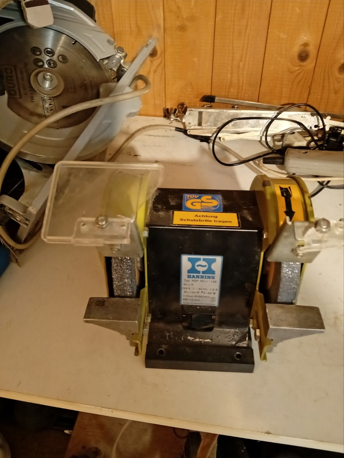 Hanning Dubbele Slijpmachine HSP 60/T-122 - 180W, Ophalen, Gebruikt, Minder dan 700 watt, Werkbankslijpmachine
