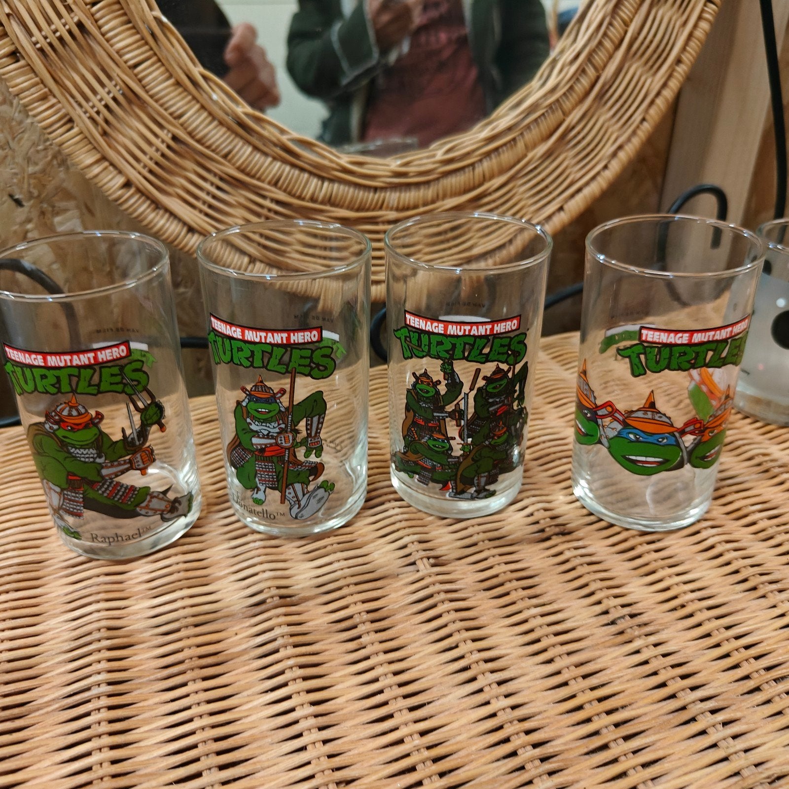 Set van 4 Vintage Teenage Mutant Hero Turtles Glazen, Ophalen of Verzenden, Gebruikt