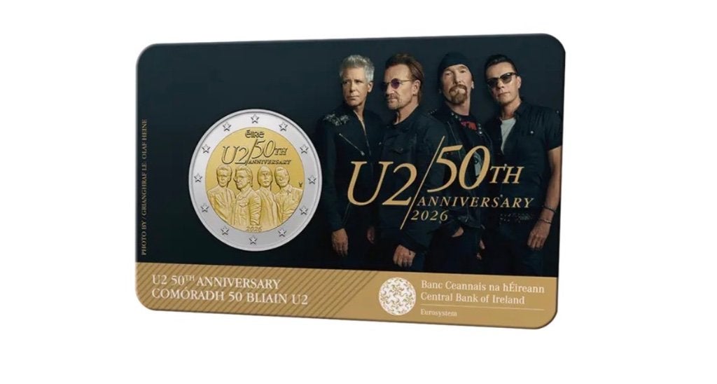 2 euro Ierland “50 jaar U2’’ BU 2026., Verzenden, Ierland, 2 euro, Losse munt