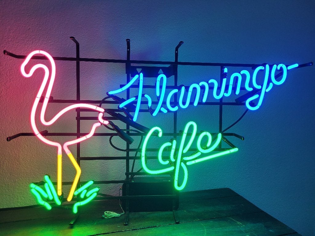 Flamingo Cafe neonverlichting neon lamp sixties fifties, Ophalen, Zo goed als nieuw, Lichtbak of (neon) lamp