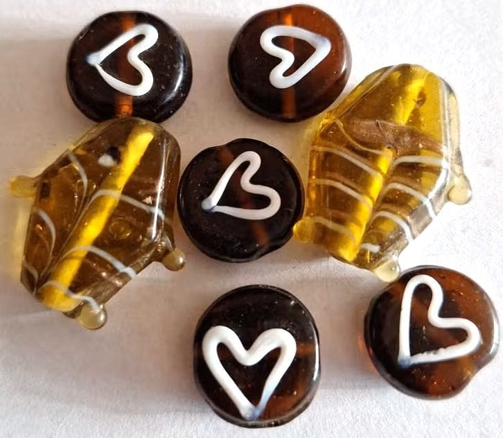 Lampwork glas kralen vis en hart 15-25 mm, Verzenden, Nieuw, Kraal