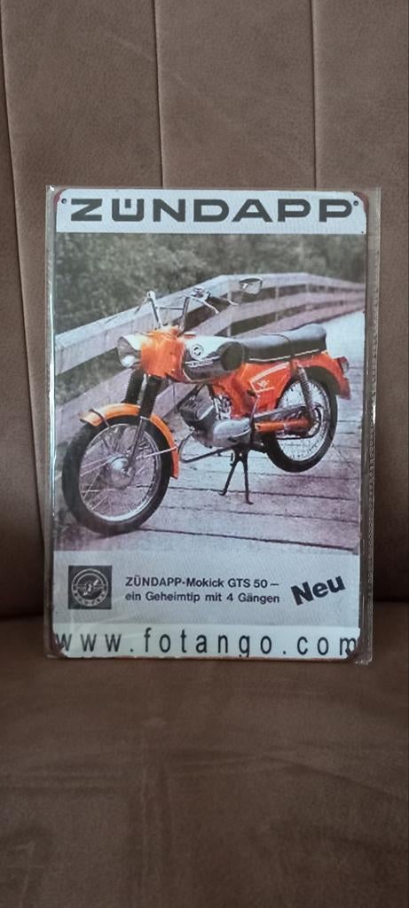 Zundapp Mokick GTS 50 Blikken Bord 20x30 cm Nieuw, Ophalen of Verzenden, Nieuw, Reclamebord