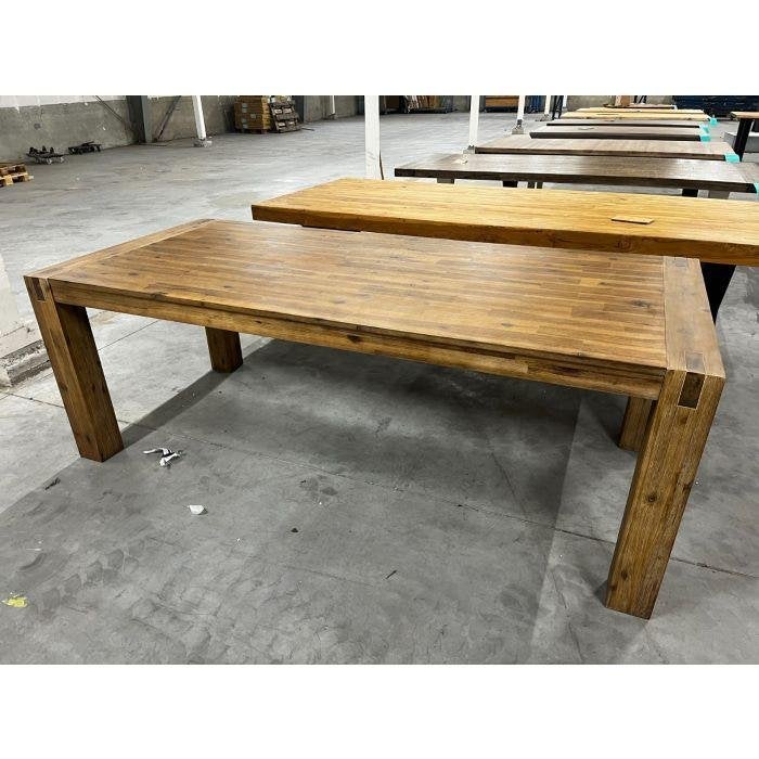 Robuuste Acacia eetkamertafen 220x100 (nieuw in verpakking), Ophalen, 50 tot 100 cm, Vijf personen of meer, Rechthoekig