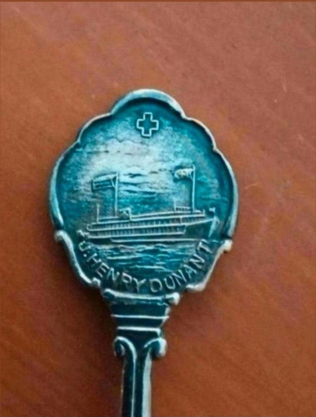 Vintage herdenkingslepel MS Henry Dunant - Nieuwpoort, Ophalen of Verzenden