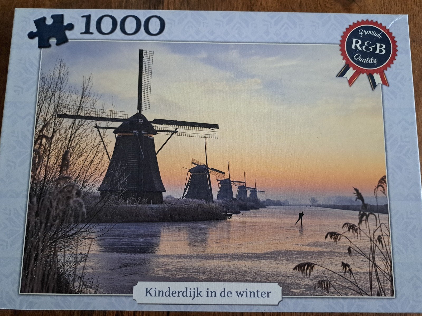 Legpuzzel Kinderdijk in de winter - 1000 stukjes, Ophalen of Verzenden, 500 t/m 1500 stukjes, Zo goed als nieuw, Legpuzzel