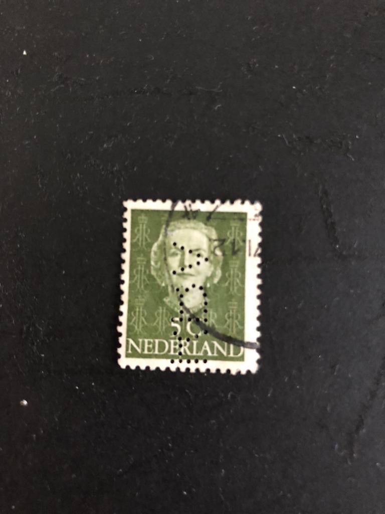 Nederland kopje Perfin gestempeld, Postzegels en Munten, Postzegels | Nederland, Ophalen of Verzenden, T/m 1940, Gestempeld