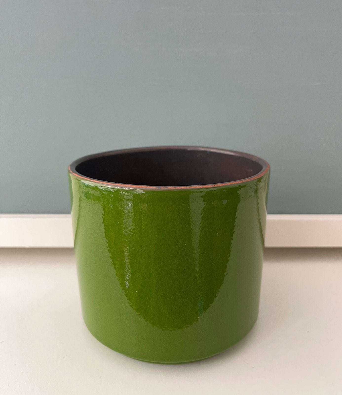 Vintage bloempot groen, Ophalen of Verzenden
