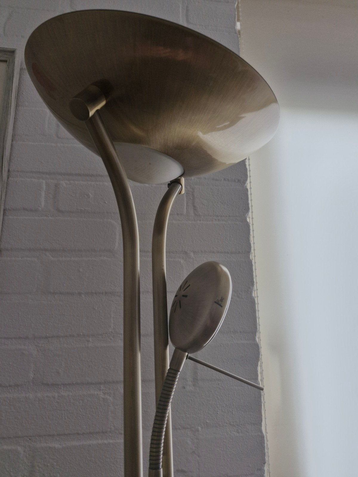 vloerlamp met leeslamp en uplighter, Ophalen, E27 (groot), Zo goed als nieuw, Klassiek, Modern, Tijdloos