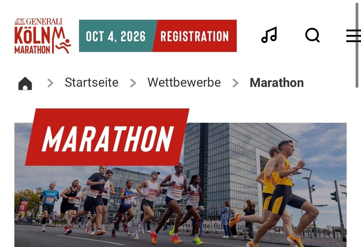 Startbewijs Keulen marathon 4 Oktober 2026, Eén persoon, Oktober