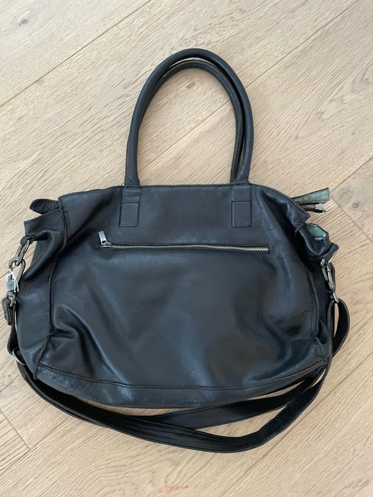 Cowboysbag luiertas zwart leer - gebruikt, Kinderen en Baby's, Luiertassen, Ophalen of Verzenden, Gebruikt