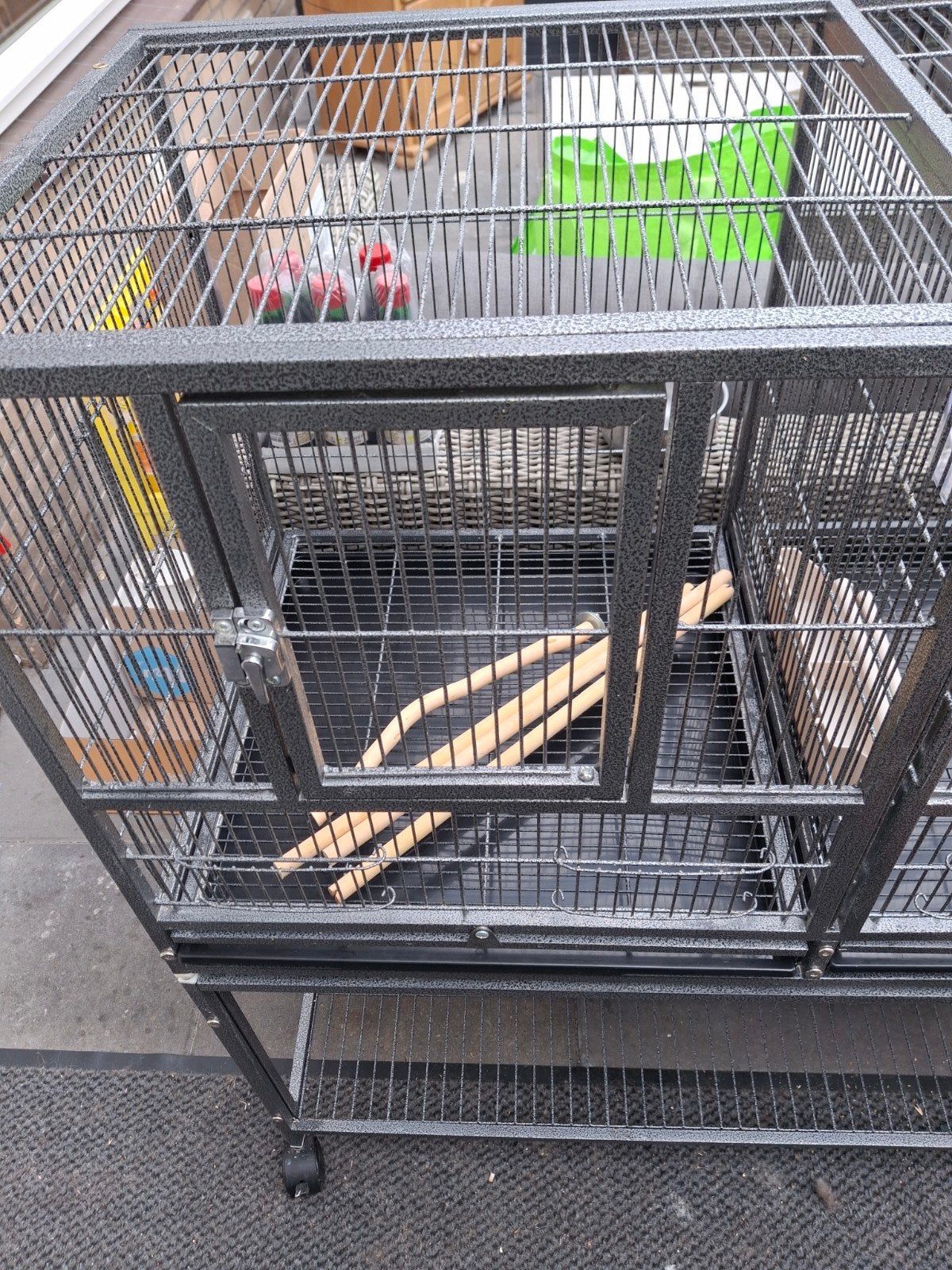 vogelkooi dubbel, Ophalen, Zo goed als nieuw, Metaal, Vogelkooi