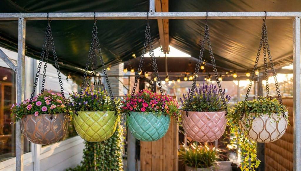 Glazuurde hangpotten ( voor binnen en buiten ), Tuin en Terras, Bloempotten, Ophalen, Rond, Nieuw, Balkon