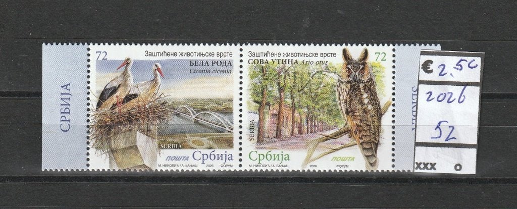 VOGELS-52-SERVIE-2026-PF, Ophalen of Verzenden, Postfris, Dier of Natuur