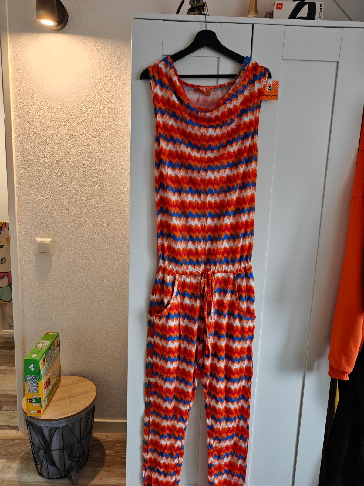 Dames Jumpsuit Oranje/Blauw/Wit Zigzag Maat S, Kleding | Dames, Nieuw, Oranje, Ophalen of Verzenden, Onbekend