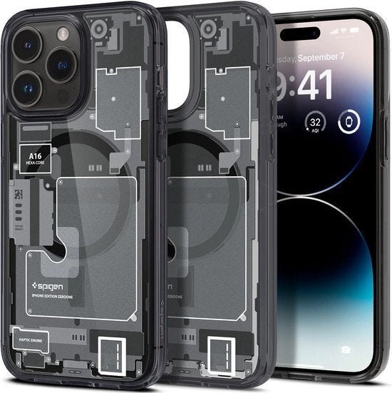 Spigen Ultra Hybrid Zero  iPhone 14 Pro Max Grijs (Hoesje), Nieuw, Spigen 1, Ophalen of Verzenden, Spigen