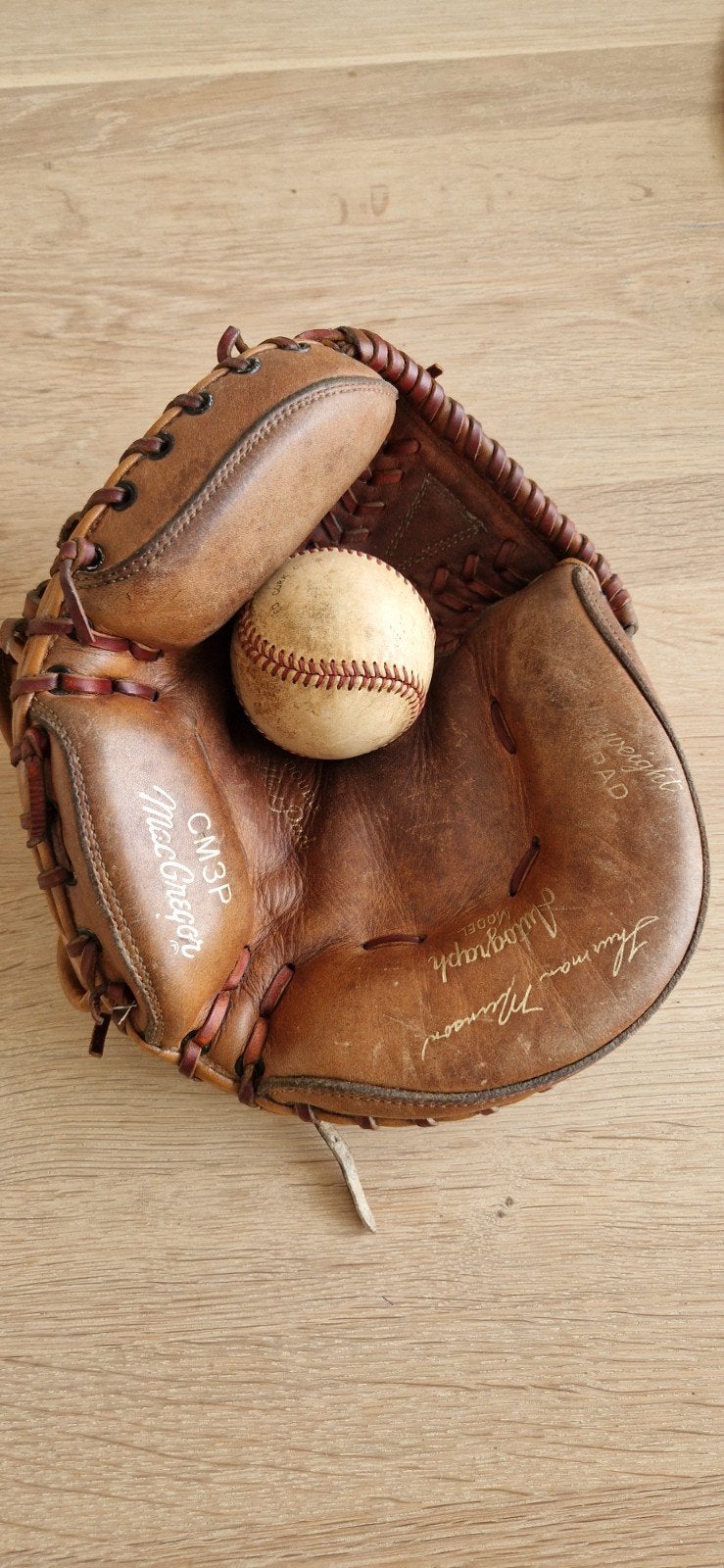 Vintage MacGregor honkbalhandschoen catcher, Ophalen of Verzenden, Gebruikt