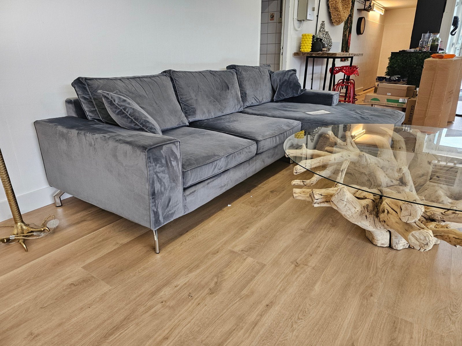 Velvet Hoekbank, 125 cm of meer, 125 cm of meer, Zo goed als nieuw, Info@homefriesland.nl