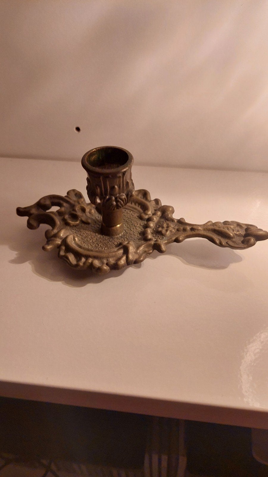 Frans Vintage bronzen kandelaar met handvat, Ophalen of Verzenden, Koper of Brons