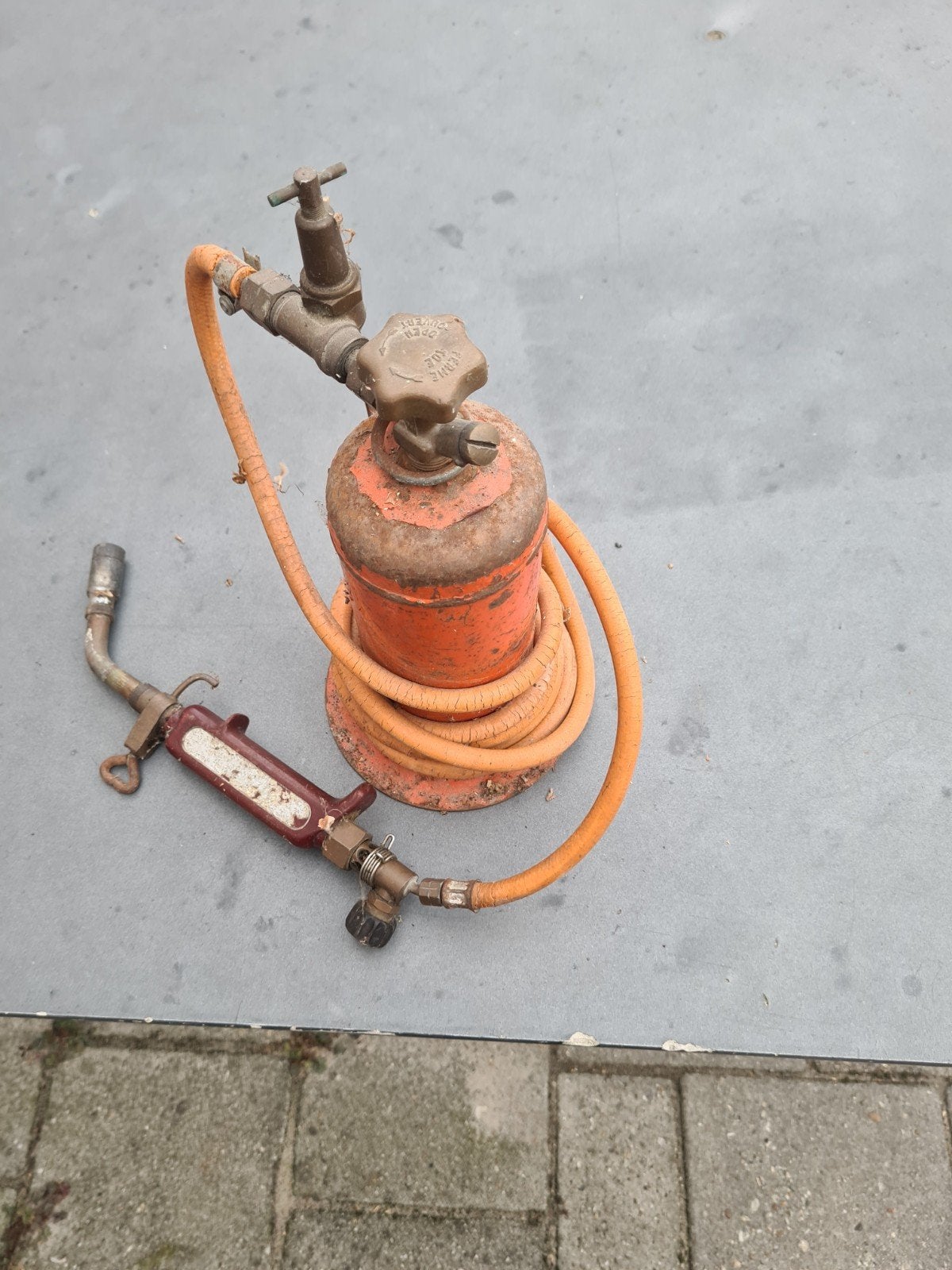 Oude gasbrander met slang en tank, Doe-het-zelf en Verbouw, Ophalen, Gebruikt, Overige typen, Overige merken