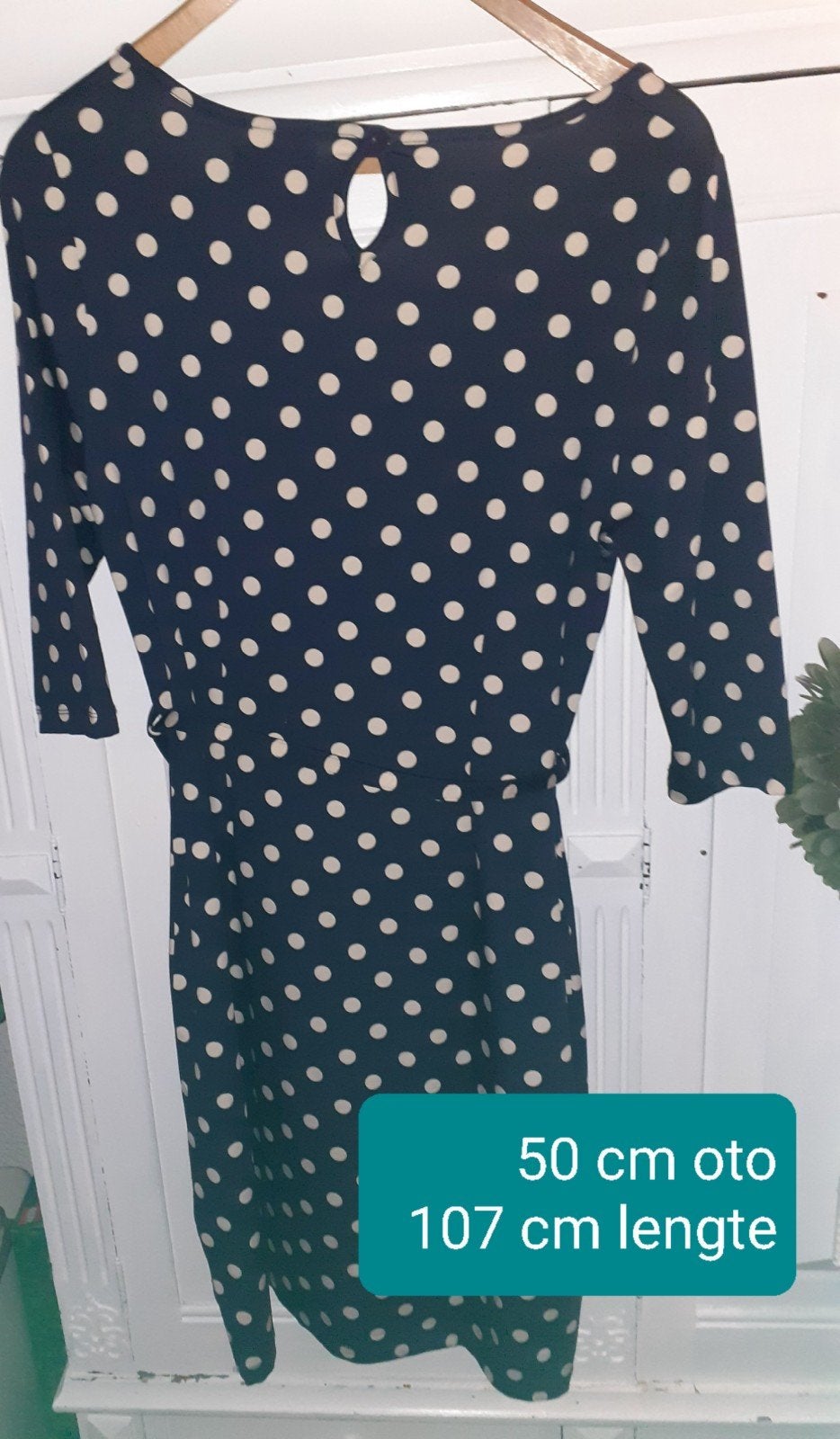 King Louie Travelstof Jurk met Polka Dots, Blauw, Maat 42/44 (L), Ophalen of Verzenden, King Louie