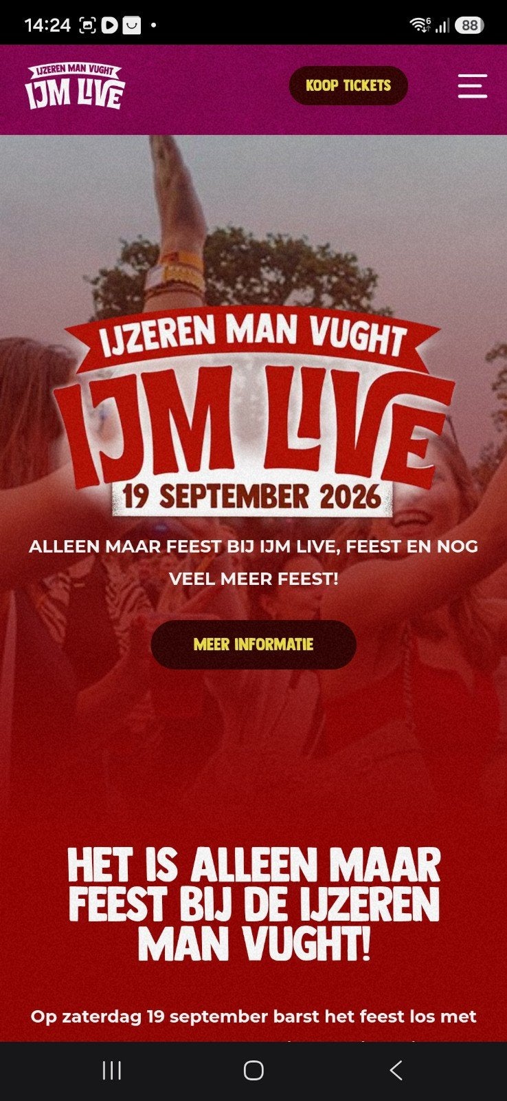 tickets Ijm live vught zaterdag 19 sept  incl fiets 2 pers, Twee personen