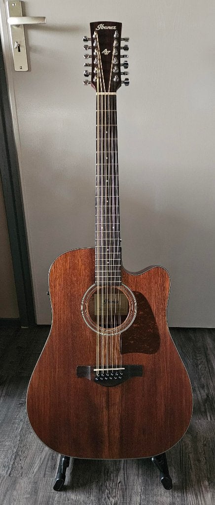 Ibanez AW5412CE-OPN Artwood 12-snarig, Ophalen, Zo goed als nieuw, Western- of Steelstringgitaar, Met koffer
