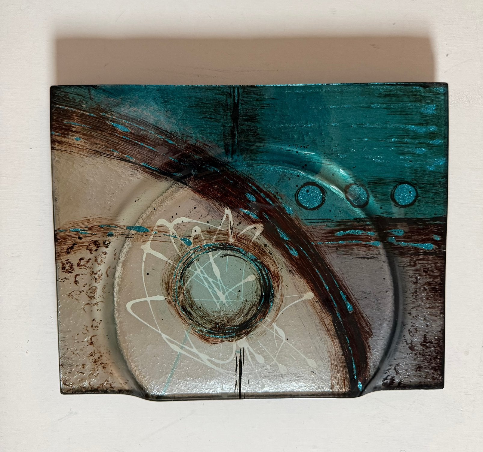 Decorative fused/art glass plate 26x20., Ophalen of Verzenden