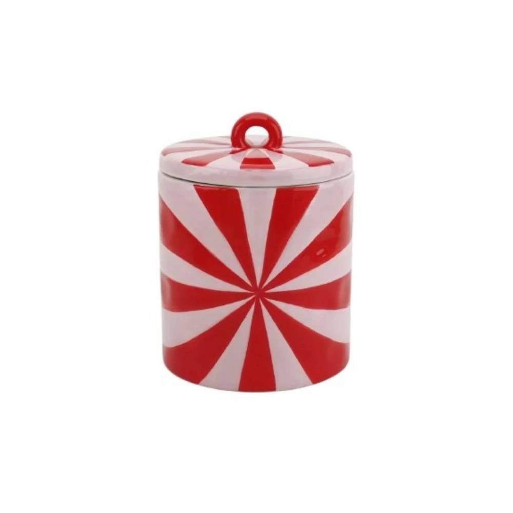 Housevitamin voorraadpot rood/wit gestreept, Overige merken, Keramiek, Overige typen, Nieuw