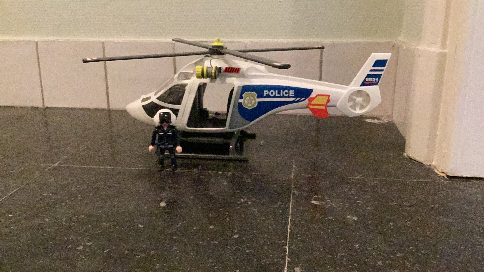 Playmobil politiehelikopter set 6921, Ophalen of Verzenden, Zo goed als nieuw, Complete set