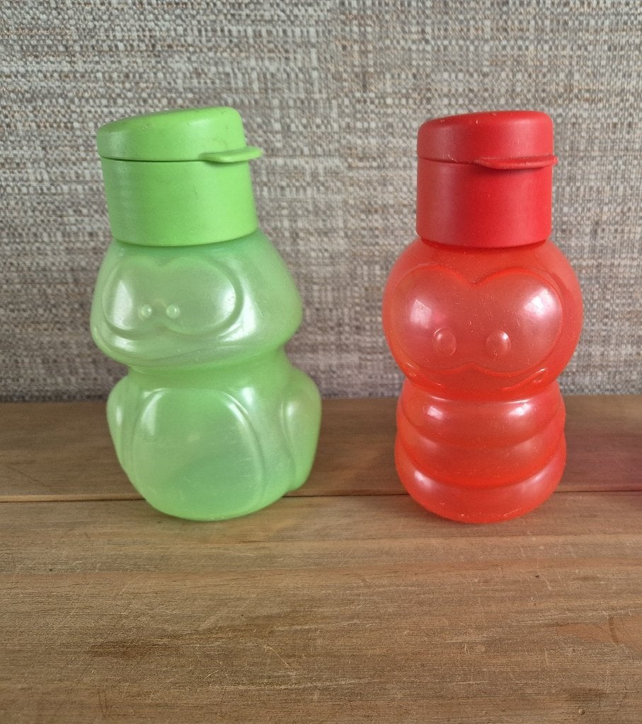 Tupperware ecofles 350ML Kikker groen en Worm rood, Met tuit/dop, Overige kleuren, Ophalen of Verzenden, Zo goed als nieuw