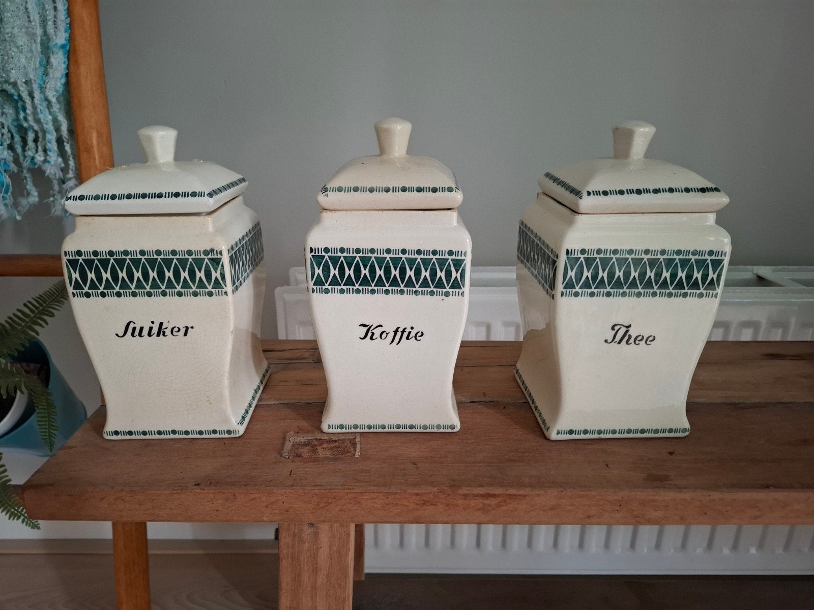 Vintage voorraadpotten: Suiker, Koffie, Thee, Ophalen of Verzenden