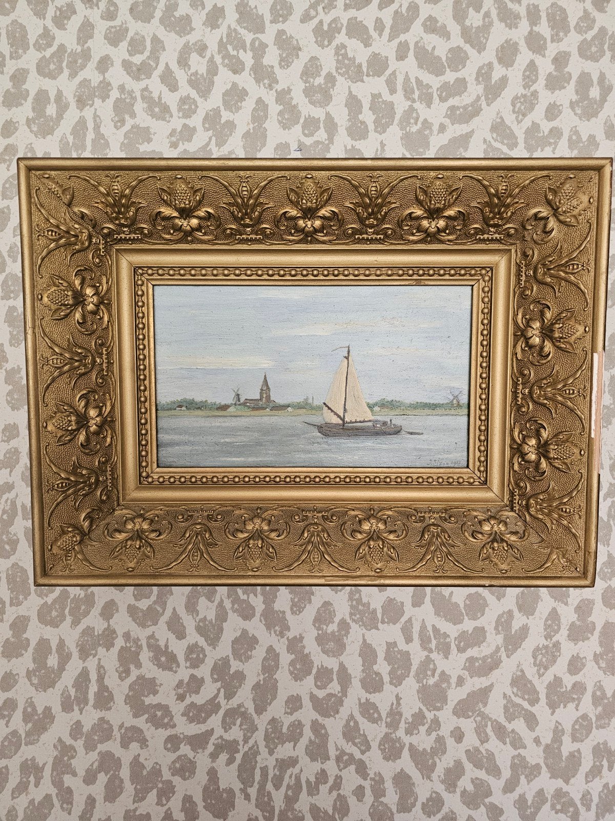 Prachtig olieverfschilderij met diepe lijst - J. Sizon 1912, Ophalen of Verzenden