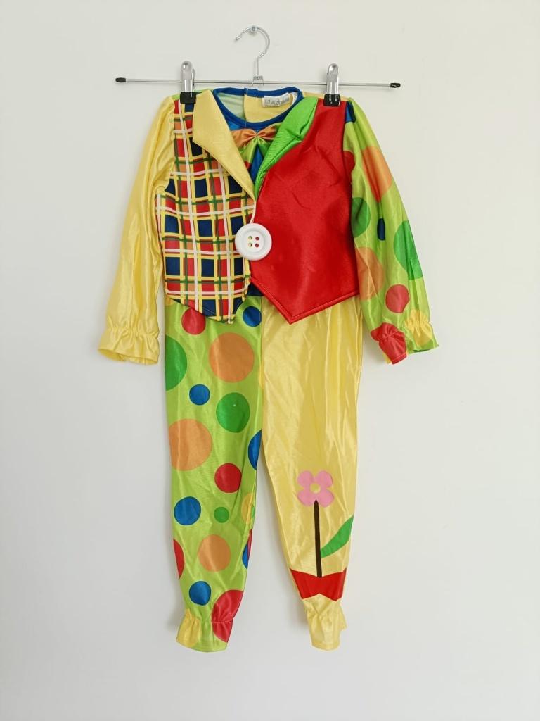 Boland clownspak kind maat 3-4 - kleurrijk verkleedpak, Ophalen of Verzenden, Gebruikt, 104 of kleiner, Jongen of Meisje