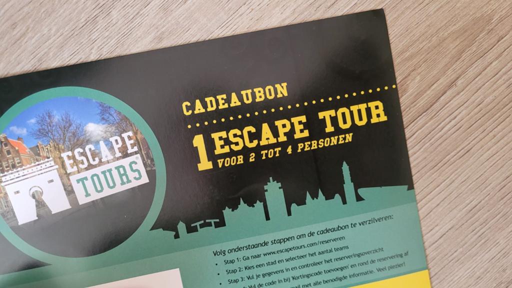 Cadeaubon 1 Escape Tour voor 2 tot 4 personen Voucher, Tickets en Kaartjes, Drie personen of meer