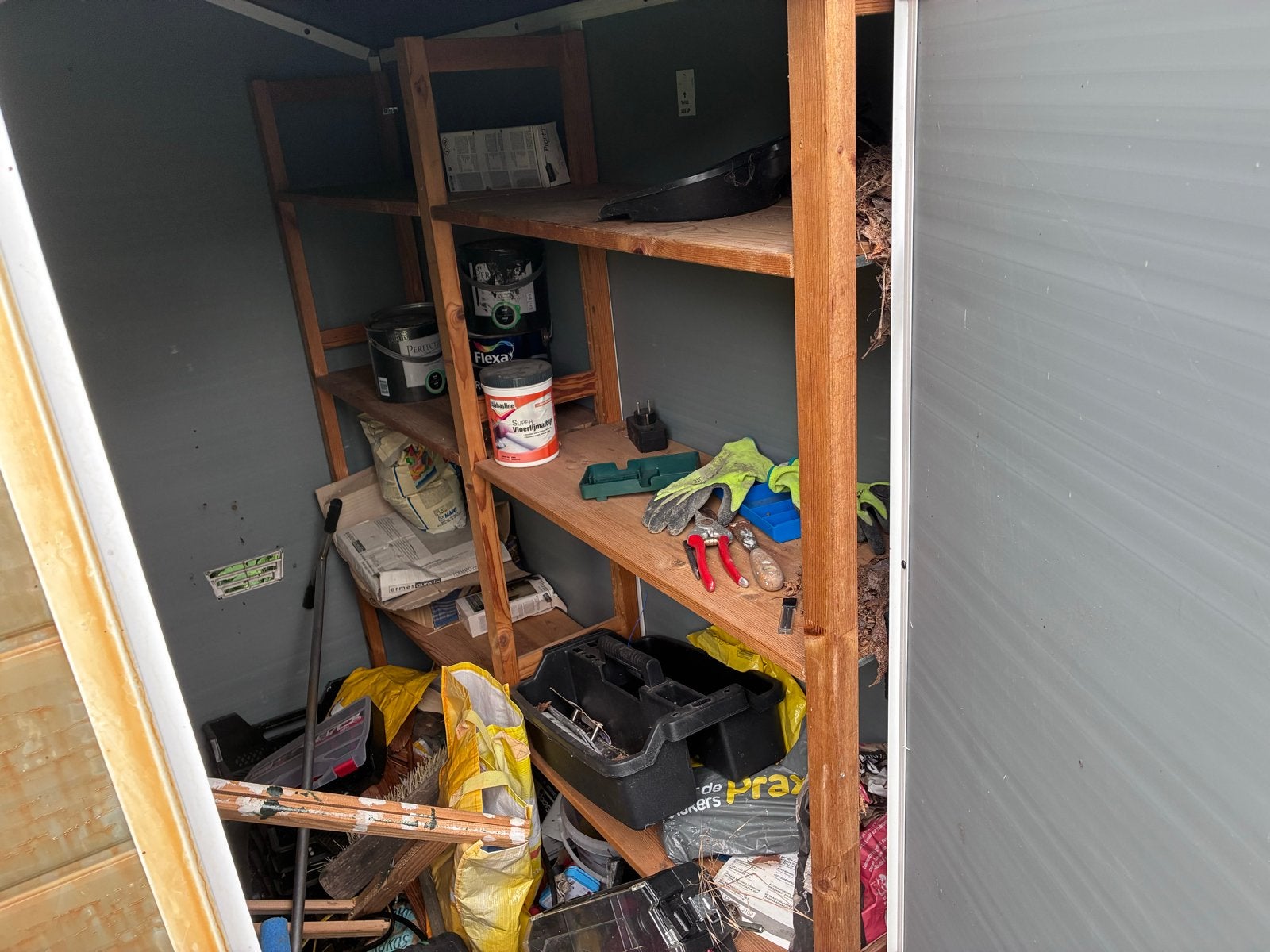 Houten opbergrek voor schuur of garage, Ophalen, Gebruikt