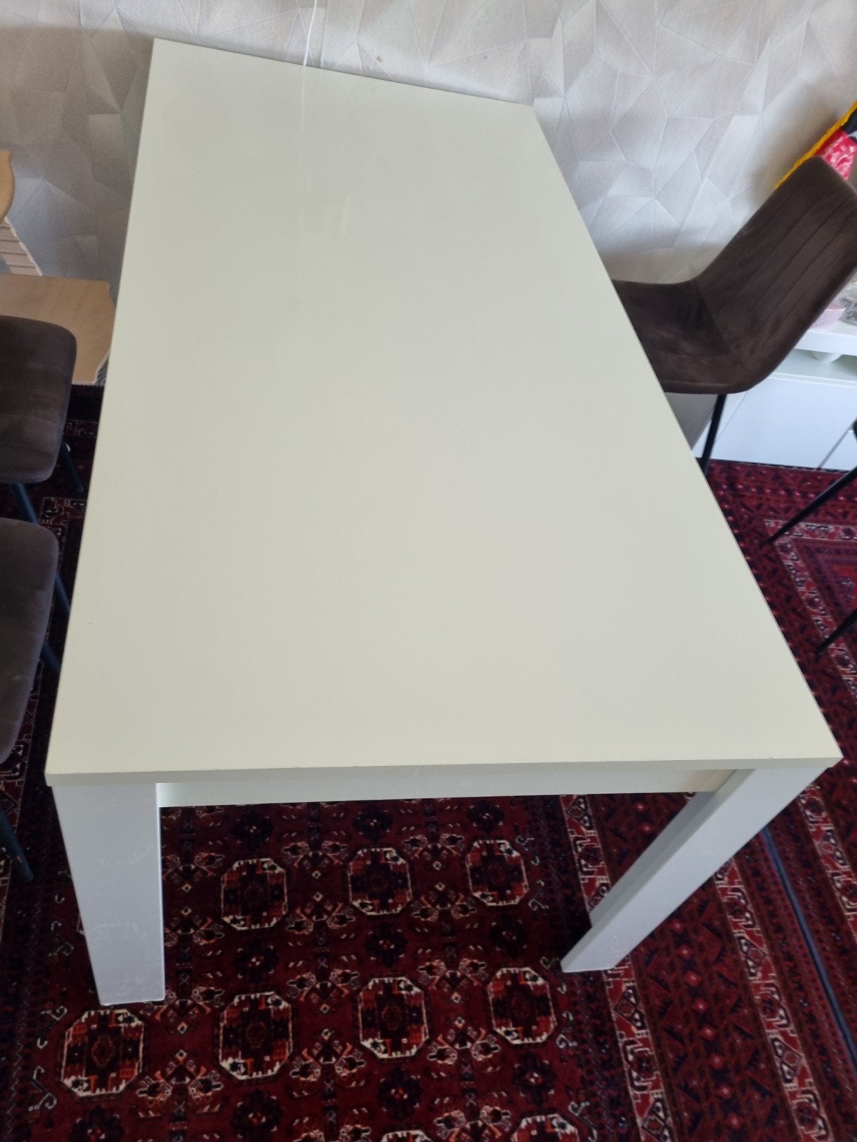 Eettafel hoogglans wit, Ophalen, Rechthoekig, 50 tot 100 cm