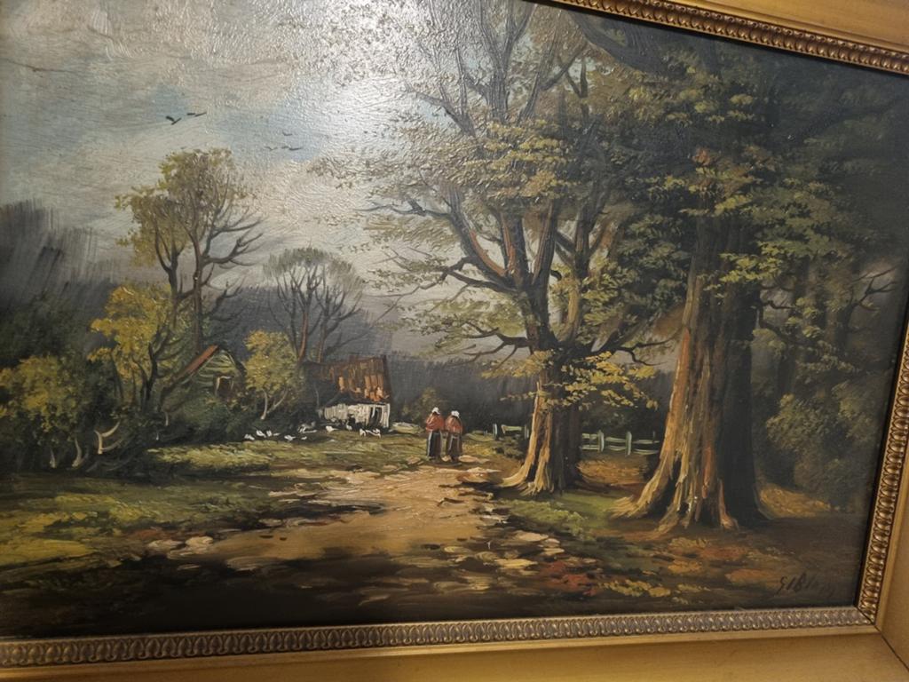 Antiek olieverfschilderij «Boslandschap» – Paul Schouten (18, Ophalen of Verzenden