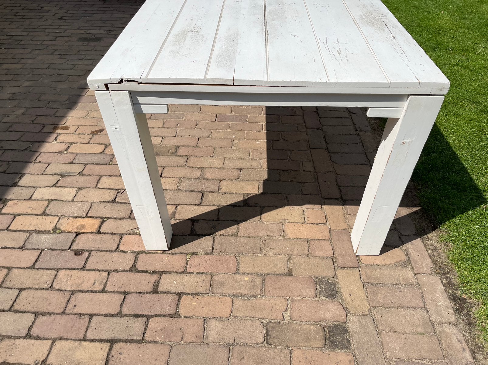 Gratis afhalen!! Witte eettafel 2x1 meter, Huis en Inrichting, Tafels | Eettafels, Ophalen, Gebruikt, 200 cm of meer, 50 tot 100 cm