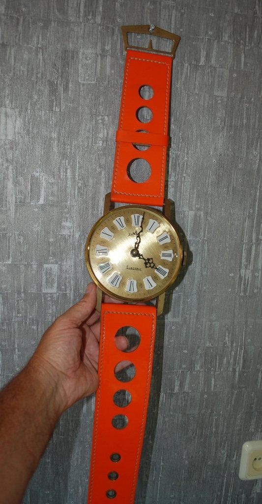 Retro Mid Century XXL Oranje 1970's Pop-art Wand klok Arctos, Ophalen of Verzenden