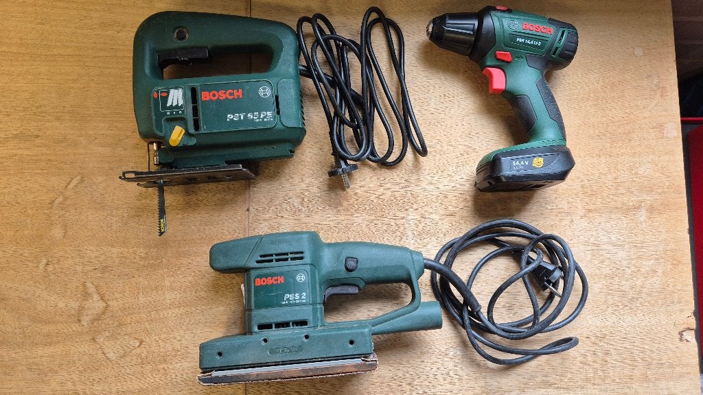 Bosch Elektrische gereedschap set - 3x oa boor/zaag/schuur, Ophalen of Verzenden, Gebruikt