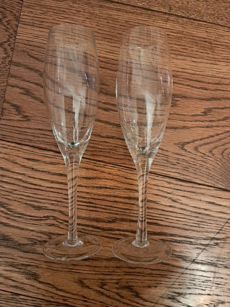 Champagne glazen craquelé - 2 stuks, Ophalen of Verzenden, Zo goed als nieuw, Overige typen