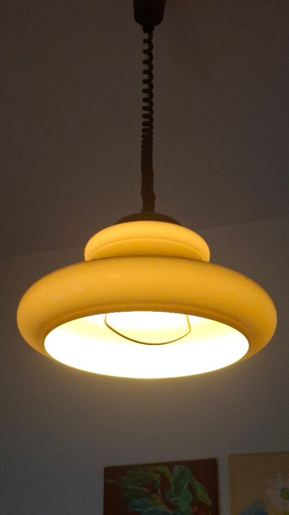 lamp vintage jaren 70, Huis en Inrichting, Lampen | Hanglampen, Kunststof, Gebruikt, Vintage, E27 (groot)