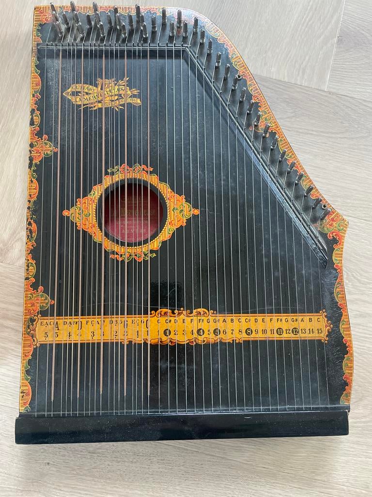Antieke United States Guitar-Zither, Ophalen, Gebruikt, Citer