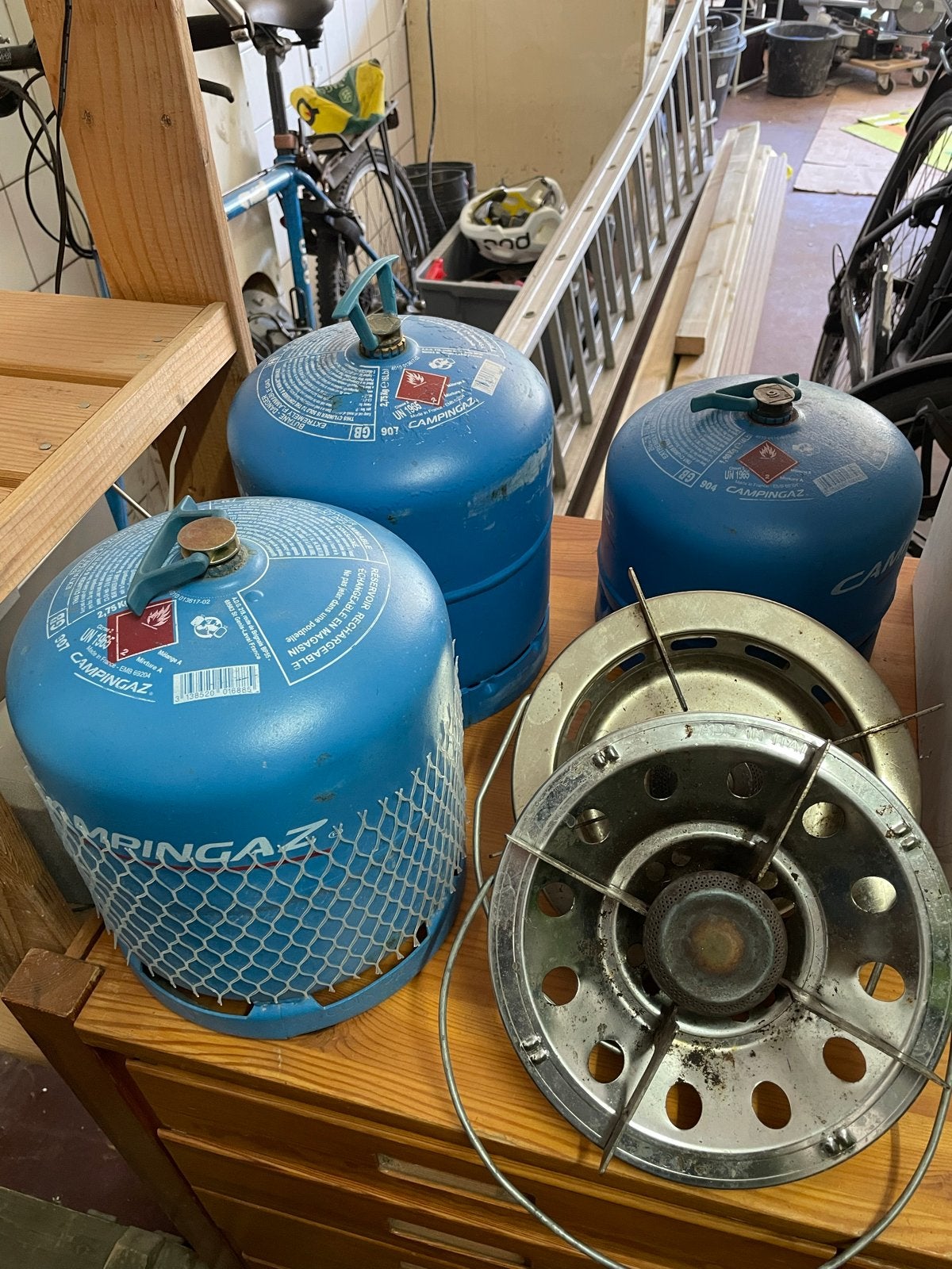 Campingaz gasfles 907, Ophalen, Gebruikt