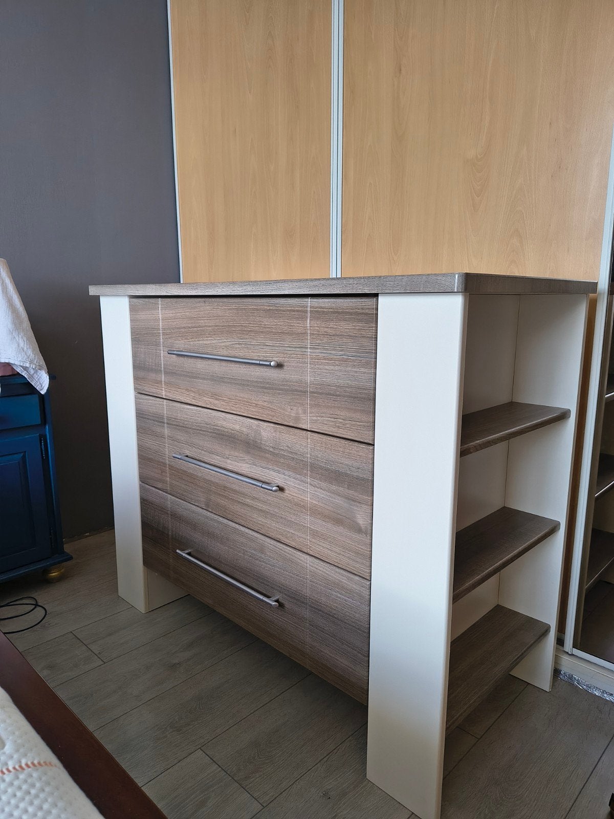 Commode met 3 lades en open vakken - Gebruikt, Ophalen, Gebruikt, 50 tot 70 cm, 75 tot 100 cm