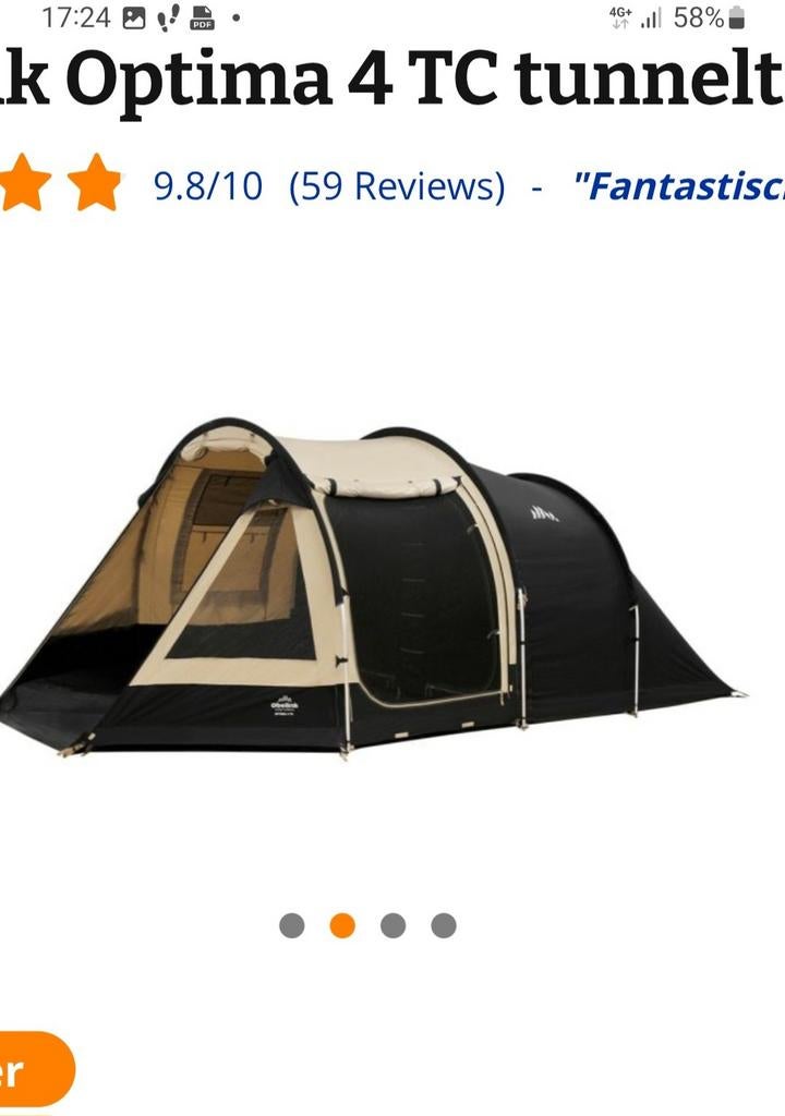 OPTIMA 4 TC TUNNELTENT blauw/beige, Ophalen, Tot en met 4
