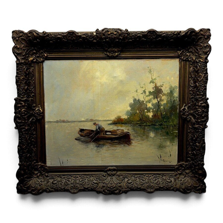 Tjerk Wielinga (1885-1957) Visser met bootje